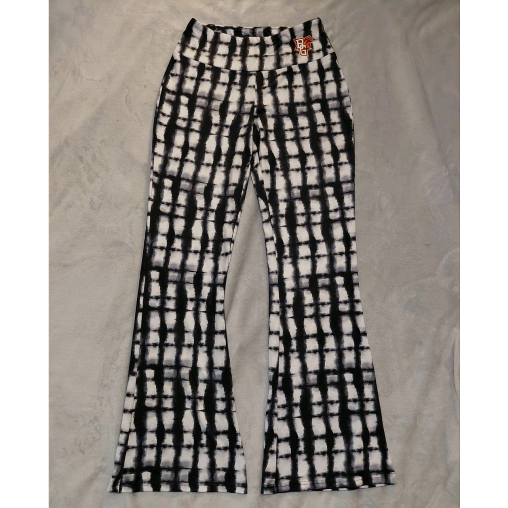 Bowling Green Falcons Women's Black & White Flare Yoga Athletic Pants Medium NWT